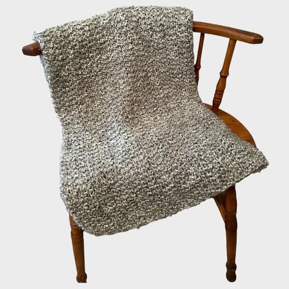 Handmade Knit Shawl Blanket Throw Rectangle 24" x 54" Brown Gray - Picture 1 of 5